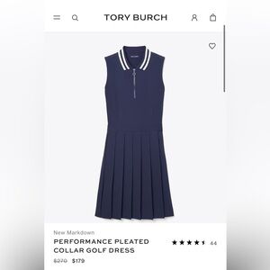 Tory Sport PERFORMANCE PLEATED COLLAR GOLF DRESS Navy Pleated Dress